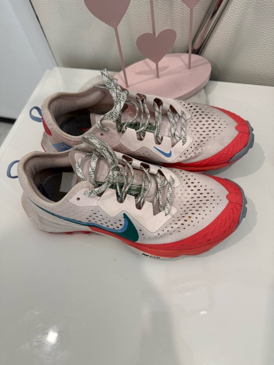 Nike Shoes - Nike Women's Pink and Red Trail Sneakers with Teal Swoosh